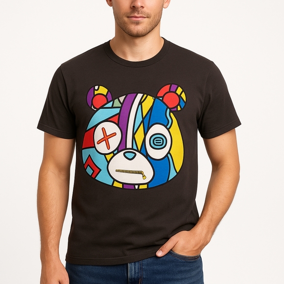 Imaginary Brand Other - Imaginary Men's Shirt Black Graphic Sz S Teddy Bear Graffiti Color Streetwear